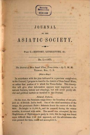 Journal of the Asiatic Society of Bengal. Part 1, History, antiquities, etc, 40. 1871, Part. 1