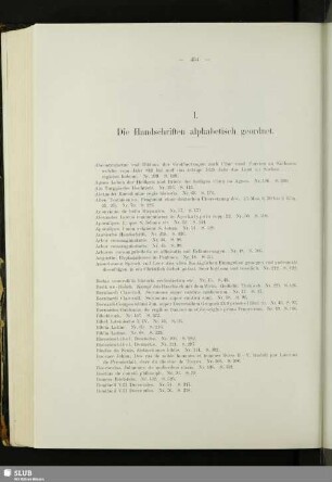 I. Die Handschriften alphabetisch geordnet