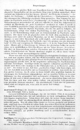 329, Josef Geyser. Abriß der allgemeinen Psychologie. 1922