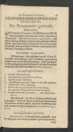 Titulus III. Pro Procuratore generalis Instructio