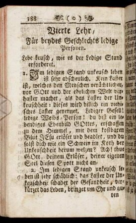Vierte Lehr, Für beydes Geschlechts ledige Personen.