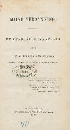 Mijne verbanning : de officiëele waarheid