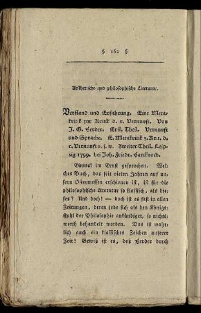 Aesthetische und philosophische Literatur.