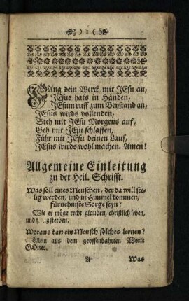 Allgemeine Einleitung zu der Heil. Schrifft