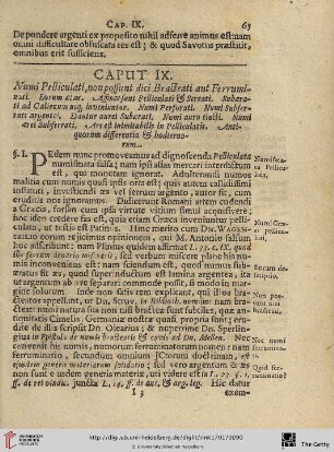 Caput IX: Numi Pelluctulati, non possunt dici Bradeati aut Ferruminati