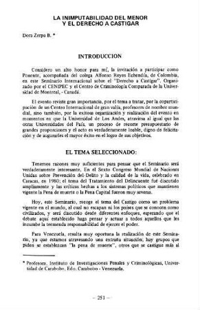 251-272, La Imputabilidad del Menor y el Derecho a Castigar