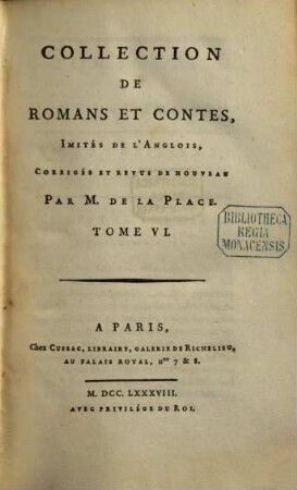 Collection de romans et contes, imités de l'anglois, 6