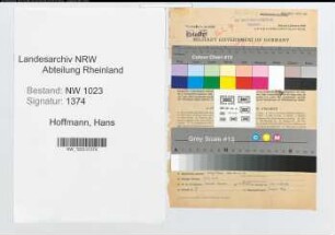 Entnazifizierung Hans Hoffmann , geb. 03.07.1901 (Verw.Beamter)