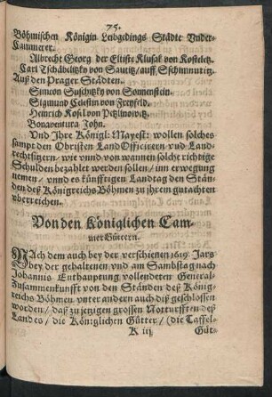Von den Königlichen Cammer-Güttern.