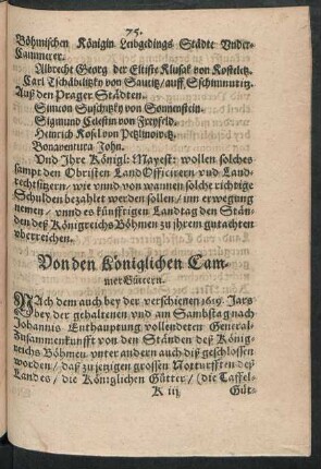 Von den Königlichen Cammer-Güttern.