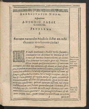 Exercitatio Nona. Respondente Antonio Fabri