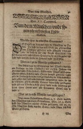 Dat XV. Capittel. Van dem Minschen unde synen vörnehmesten Lydtmaten.