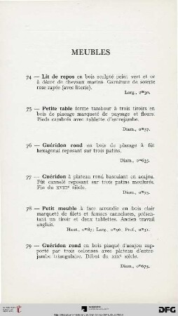 Meubles (Nr. 74-112)