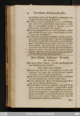 Von Polen, Lithauen, Preussen und Curland.
