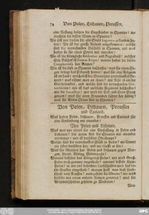 Von Polen, Lithauen, Preussen und Curland.