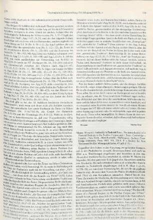 278-280 [Rezension] Munro, Winsome, Authority in Paul and Peter