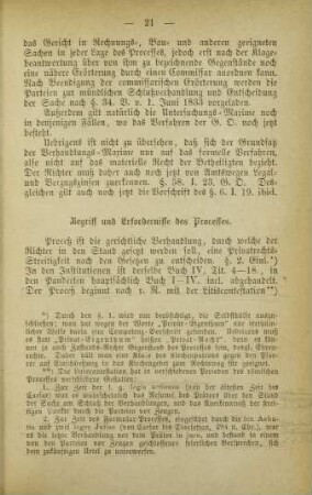 Begriff und Erfordernisse des Processes.