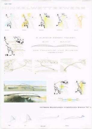 Fußgängerbrücke zwischen Frankfurt/Oder und Slubice Schinkelwettbewerb 2006: Lagepläne, perspektivische Ansichten (Modellsimulation)