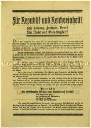 Aufruf des Deutschen Republikanischen Reichsbundes zur Reichstagswahl am 4. Mai 1924
