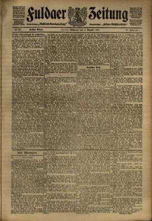 Erste Ausgabe vom Mittwoch, den 03. August 1910.