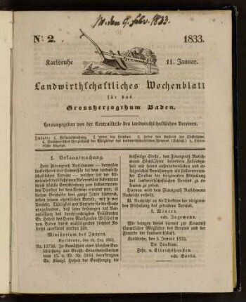 No 2. 11. Januar. 1833