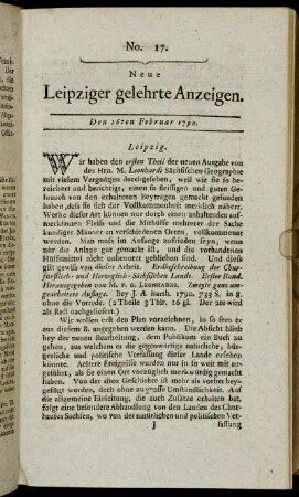 No. 17. Den 26ten Februar 1790.