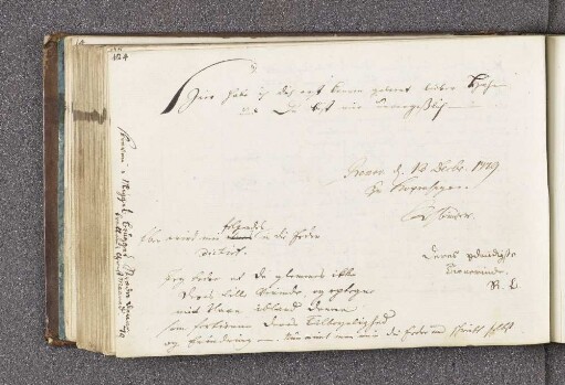 R. L.(?) Binder(?). – Incipit: Hier habe ich dich erst kennen gelernt lieber Hahn. – Kopenhagen, 13.12.1779