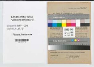 Entnazifizierung Hermann Platen, geb. 30.10.1898 (Telegrafenassistent)