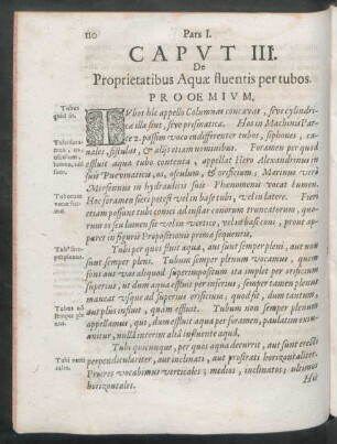 Caput III. De Proprietatibus Aquae fluentis per tubos.