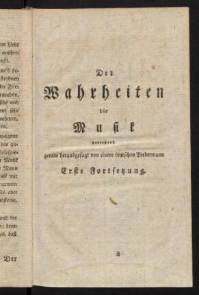 33-78, Der Wahrheiten die Musik betreffend [...] Erste Fortsetzung.