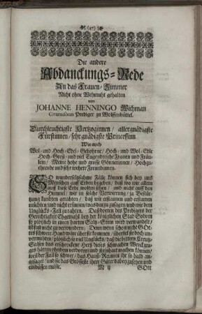 Die andere Abdanckungs-Rede.