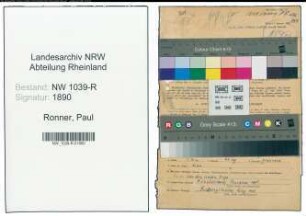 Entnazifizierung Paul Ronner , geb. 04.08.1891 (Oberpostinspektor)