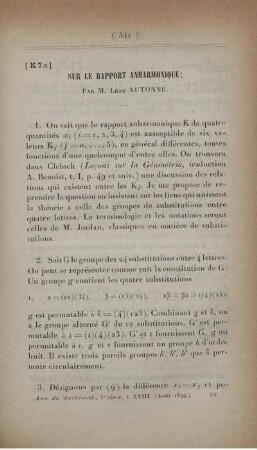 Sur le rapport anharmonique.