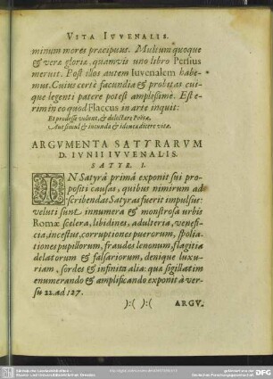 Argumenta Satyrarum D. Junii Juvenalis
