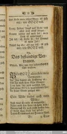 19. Das beständige Vertrauen.