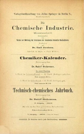 Chemisch-technische Untersuchungsmethoden der Gross-Industrie, der Versuchsstationen und Handelslaboratorien, 1
