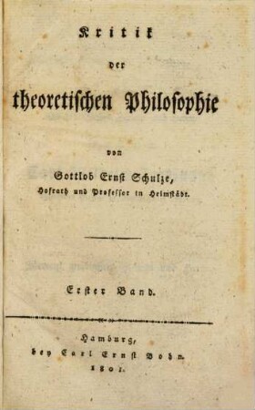 Kritik der theoretischen Philosophie. 1