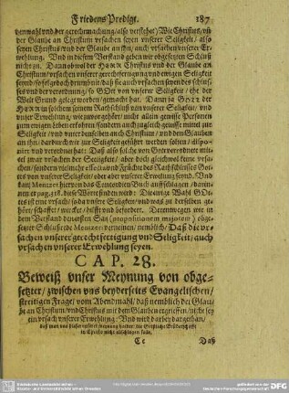 Cap. 28. Beweiß vnser Meynung von obgesetzter, zwischen uns beyderseits Evangelischen streitigen Frage