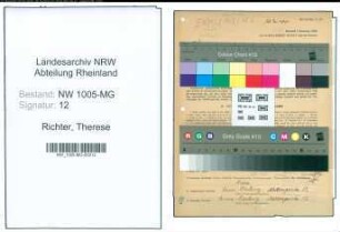 Entnazifizierung Therese Richter , geb. 15.01.1902 (Angestellte)