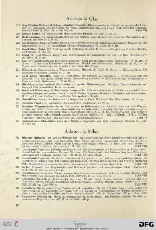 Arbeiten in Silber (Nr. 234-263)