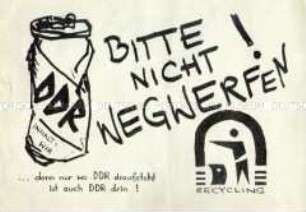 Illustriertes Flugblatt mit dem Aufruf zu einer Demonstration für den Erhalt der DDR - Sachkonvolut