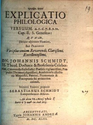 Explicatio philologica versuum 4. 5. 6. 7. 8. 9. 10. cap. II. s. Geneseos