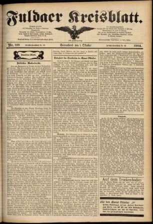 Zweite Ausgabe vom Samstag, den 01. Oktober 1904.