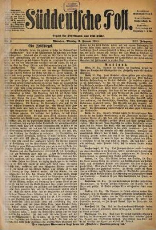 Süddeutsche Post : unabhängiges demokratisches Organ und allgemeine deutsche Arbeiterzeitung. 1881,1/5 = Jg. 13