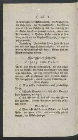 Vierzehntes Kapitel. Gesang und Gebet