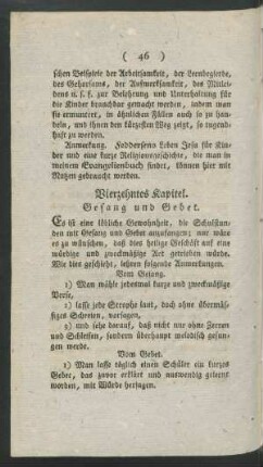 Vierzehntes Kapitel. Gesang und Gebet