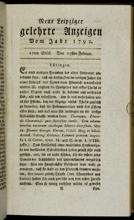 17tes Stück. Den 27sten Februar.