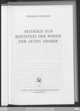 Beiträge zur Kenntnis der Poesie der alten Araber