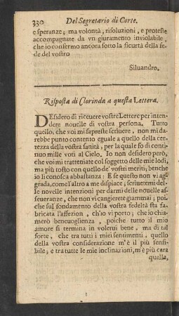 Risposta di Clorinda a questa Lettera.