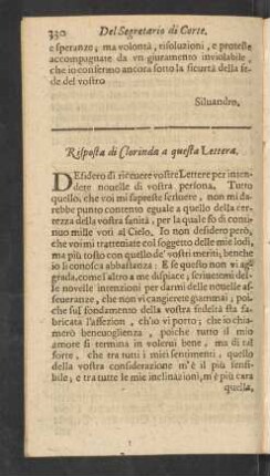 Risposta di Clorinda a questa Lettera.